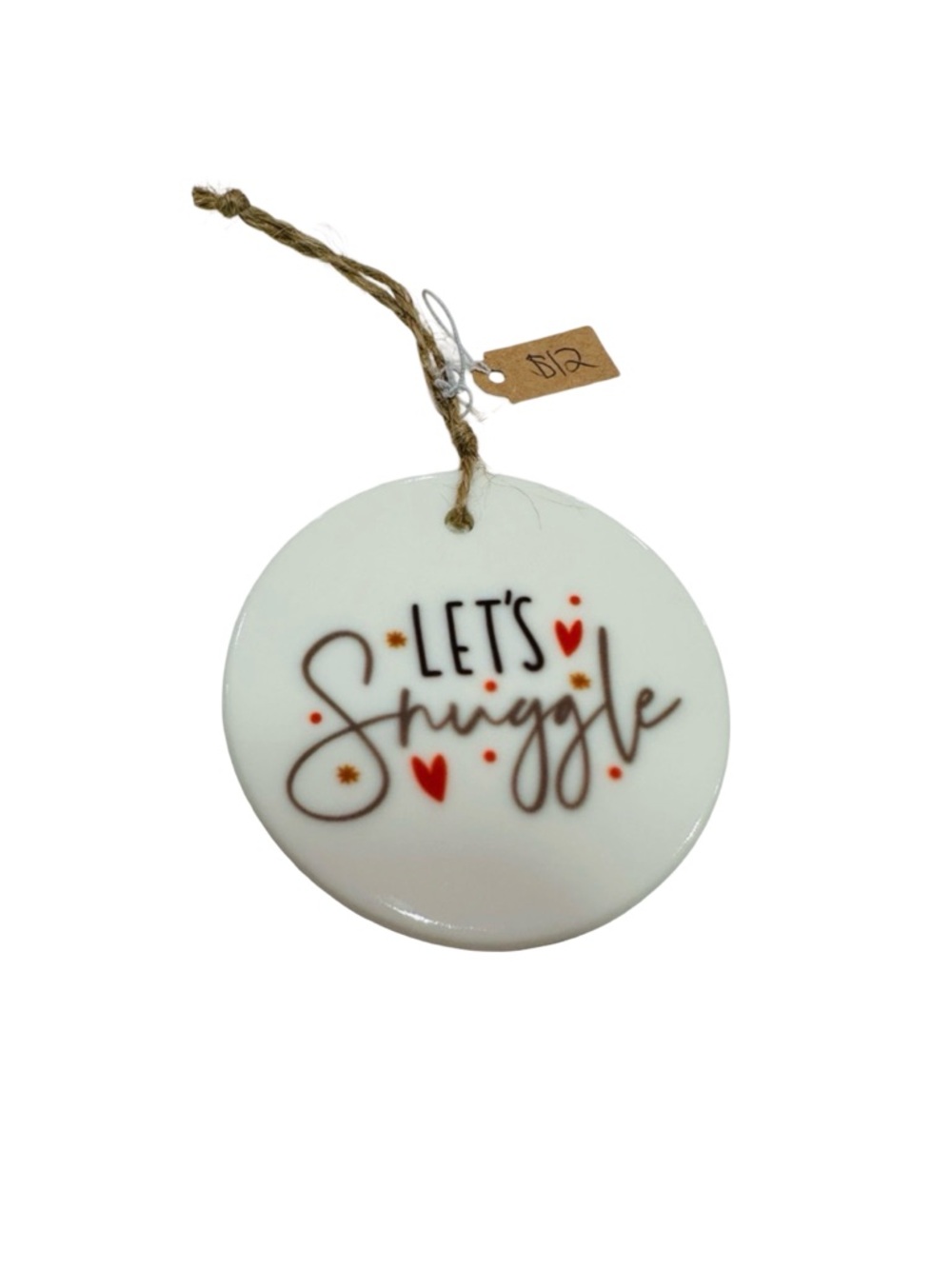 Handmade Ceramic Ornament – Let’s Snuggle – Cozy Winter Holiday Gift Tag